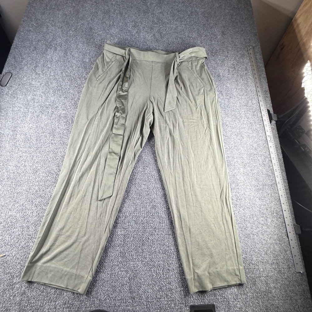 White House Black Market Sandwash MJ Tap Ankle Pants Olive Green XL R 570288815